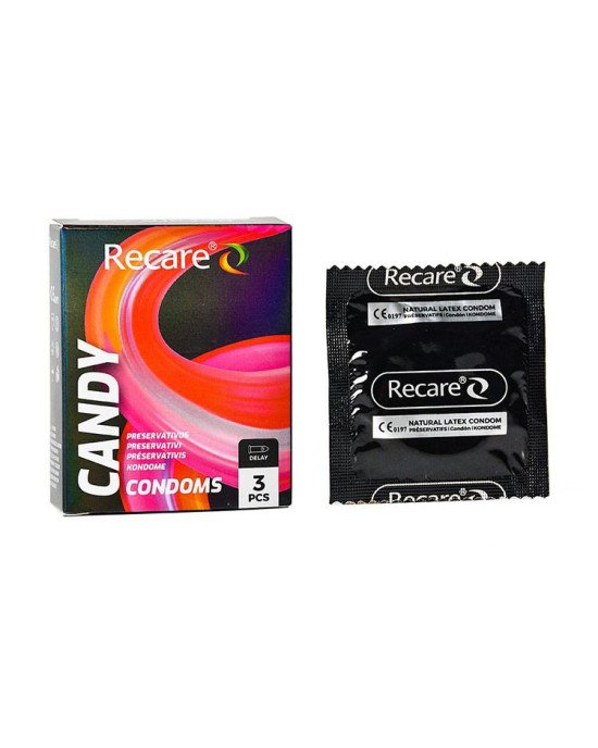 Презервативи Holographic Recare Delay Candy Condoms 3 шт, пролонгувальний ефект, цукерковий аромат Презервативи Holographic Recare Delay Candy Condoms 3 шт, пролонгувальний ефект, цукерковий аромат