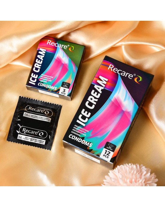 Презервативи Holographic Recare Ice Cream Big Dotted Condoms 3 шт, з пухирцями, аромат: морозиво Презервативи Holographic Recare Ice Cream Big Dotted Condoms 3 шт, з пухирцями, аромат: морозиво