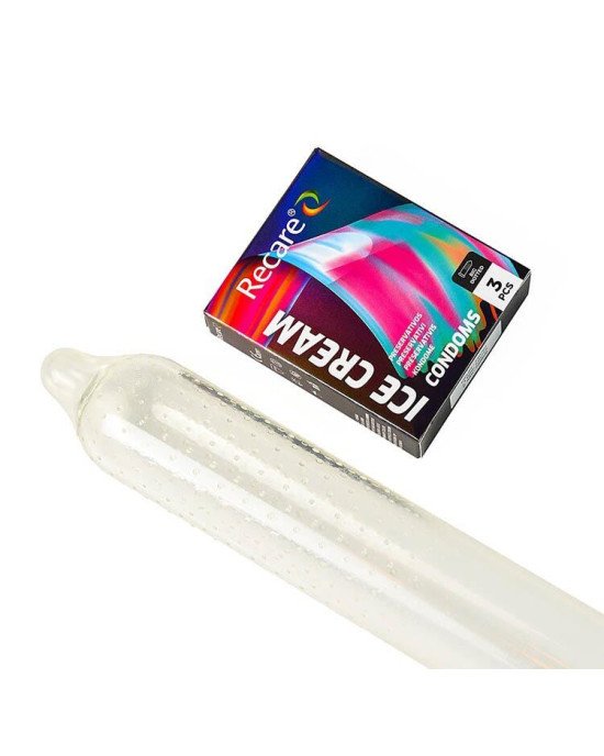 Презервативи Holographic Recare Ice Cream Big Dotted Condoms 3 шт, з пухирцями, аромат: морозиво Презервативи Holographic Recare Ice Cream Big Dotted Condoms 3 шт, з пухирцями, аромат: морозиво