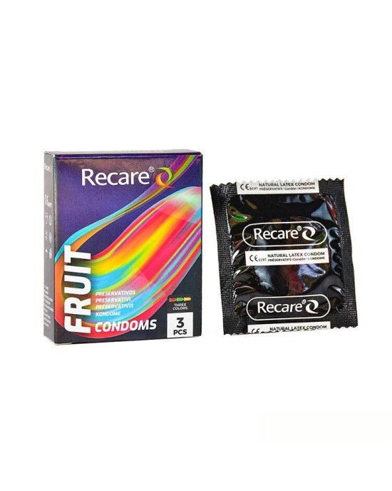 Презервативи Holographic Recare Fruit Flavour Condoms 3 шт, аромати: м'ята, банан, полуниця Презервативи Holographic Recare Fruit Flavour Condoms 3 шт, аромати: м'ята, банан, полуниця