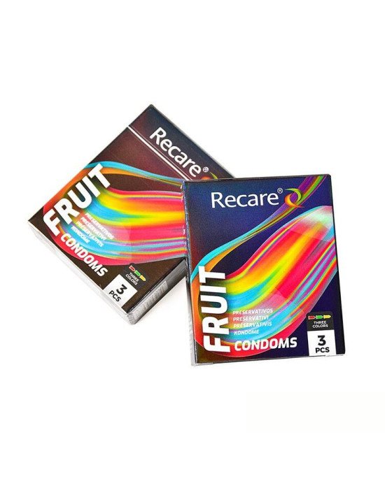 Презервативи Holographic Recare Fruit Flavour Condoms 3 шт, аромати: м'ята, банан, полуниця Презервативи Holographic Recare Fruit Flavour Condoms 3 шт, аромати: м'ята, банан, полуниця
