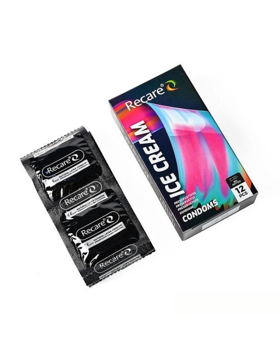 Презервативи Holographic Recare Ice Cream Big Dotted Condoms 12 шт, з пухирцями, аромат: морозиво