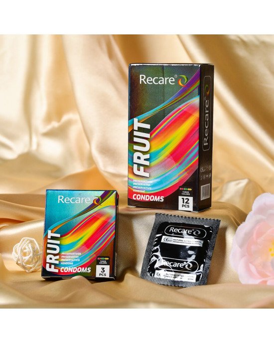Презервативи Holographic Recare Fruit Flavour Condoms 12 шт, аромати: м'ята, банан, полуниця Презервативи Holographic Recare Fruit Flavour Condoms 12 шт, аромати: м'ята, банан, полуниця