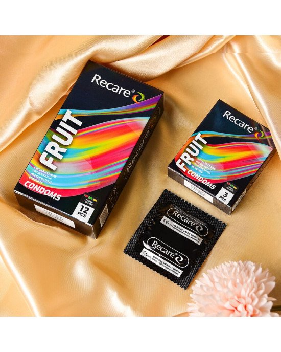 Презервативи Holographic Recare Fruit Flavour Condoms 12 шт, аромати: м'ята, банан, полуниця Презервативи Holographic Recare Fruit Flavour Condoms 12 шт, аромати: м'ята, банан, полуниця