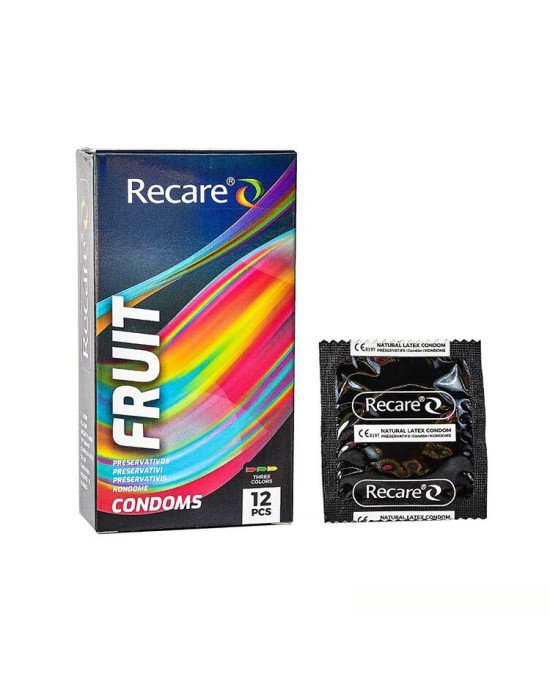 Презервативи Holographic Recare Fruit Flavour Condoms 12 шт, аромати: м'ята, банан, полуниця Презервативи Holographic Recare Fruit Flavour Condoms 12 шт, аромати: м'ята, банан, полуниця