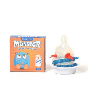 Насадка на член Recare Blue Monster Spike Condom (презерватив з вусиками та спіраллю шипів)