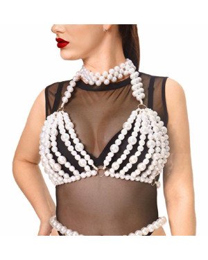 Ліф з перлин Art of Sex - Jasmine, колір білий, розмір XS-2XL