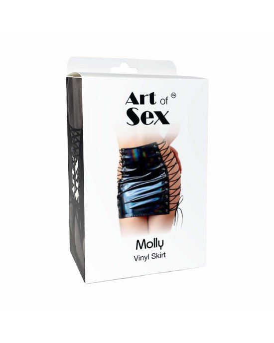 Спідниця на шнурівці Art of Sex - Molly, колір чорний з ефектом мокрого оксамиту, L-2XL Спідниця на шнурівці Art of Sex - Molly, колір чорний з ефектом мокрого оксамиту, L-2XL