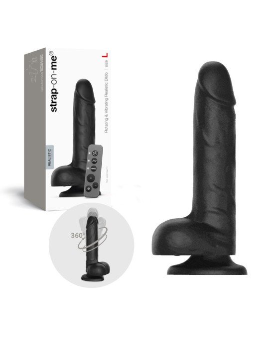 Фалоімітатор з вібрацією і ротацією Strap-On-Me Rotating & Vibrating Realistic Dildo - L - Black Фалоімітатор з вібрацією і ротацією Strap-On-Me Rotating & Vibrating Realistic Dildo - L - Black