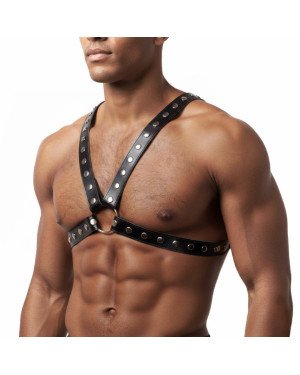 Чоловіча портупея Art of Sex - Spartacus, екошкіра, колір чорний, розмір L-2XL