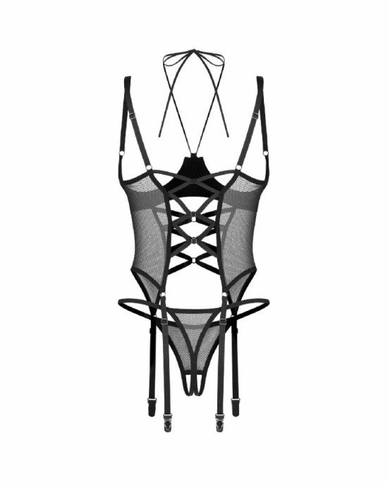 Корсет Obsessive Dominna cupless corset & crotchless thong S/M