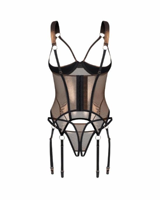 Корсет Obsessive Soranna cupless corset & crotchless thong S/M