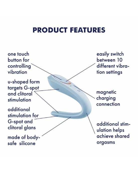 Вібратор для пар Satisfyer Double Classic Light Blue з одним моторчиком