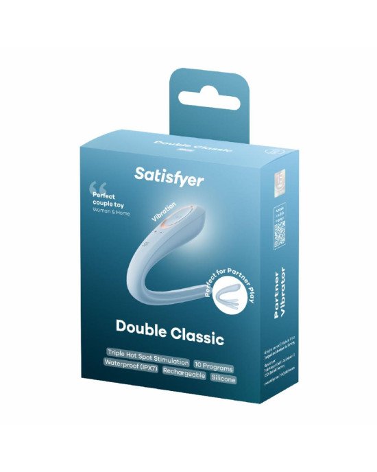 Вібратор для пар Satisfyer Double Classic Light Blue з одним моторчиком