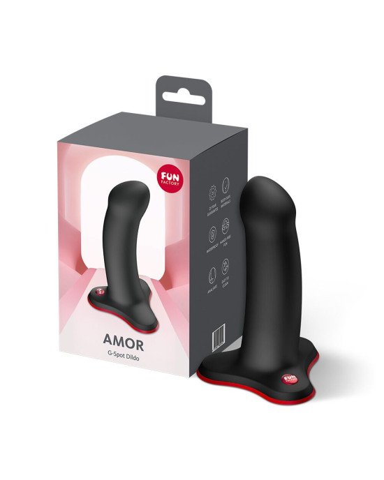 Фалоімітатор Fun Factory AMOR Black, довжина 14,6 см, діаметр 3,7 см, вигнутий Фалоімітатор Fun Factory AMOR Black, довжина 14,6 см, діаметр 3,7 см, вигнутий