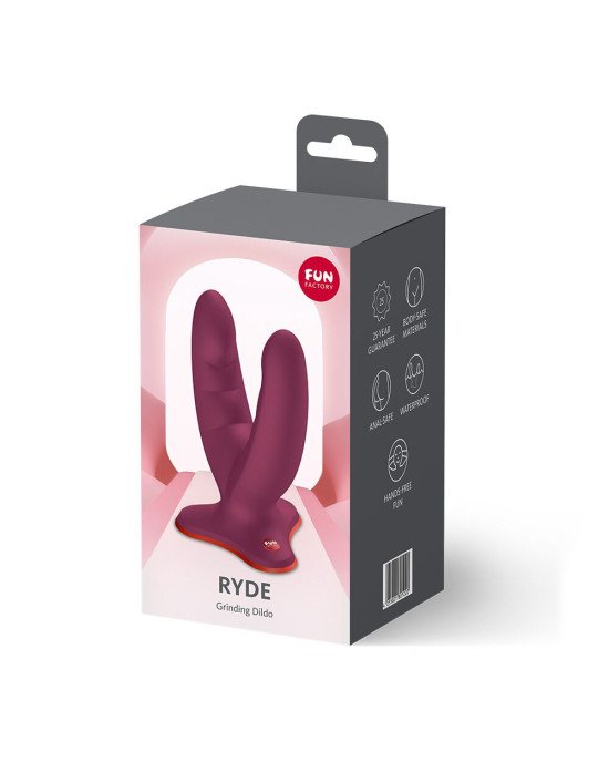 Подвійний фалоімітатор Fun Factory RYDE Wine Red, гнучкі стовбури, присоска Подвійний фалоімітатор Fun Factory RYDE Wine Red, гнучкі стовбури, присоска