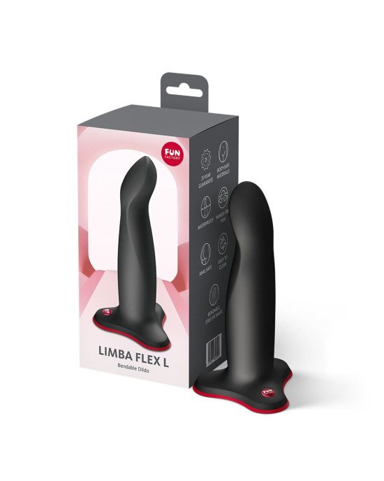 Фалоімітатор Fun Factory LIMBA FLEX L Black, гнучкий, з ефектом пам’яті, підходить для точки G Фалоімітатор Fun Factory LIMBA FLEX L Black, гнучкий, з ефектом пам’яті, підходить для точки G