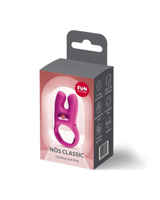 Ерекційне віброкільце з подвійною стимуляцією клітора Fun Factory NŌS CLASSIC Magenta, 2 мотори