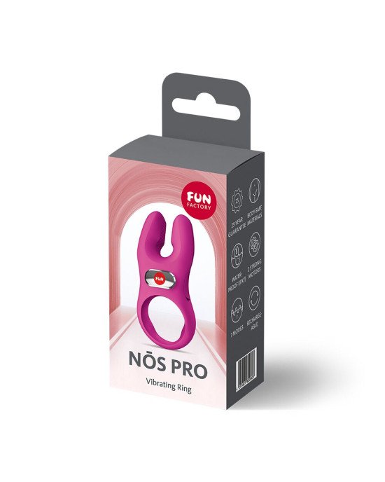 Ерекційне віброкільце з подвійною стимуляцією клітора Fun Factory NŌS PRO Magenta, 2 мотори