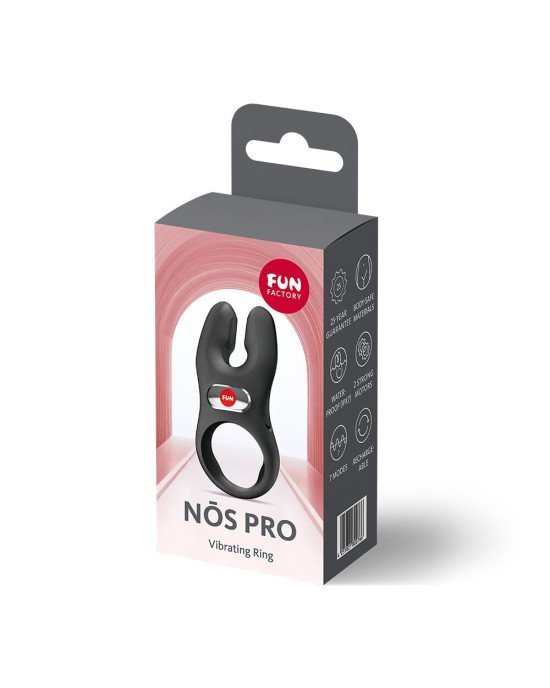 Ерекційне віброкільце з подвійною стимуляцією клітора Fun Factory NŌS PRO Black, 2 мотори Ерекційне віброкільце з подвійною стимуляцією клітора Fun Factory NŌS PRO Black, 2 мотори