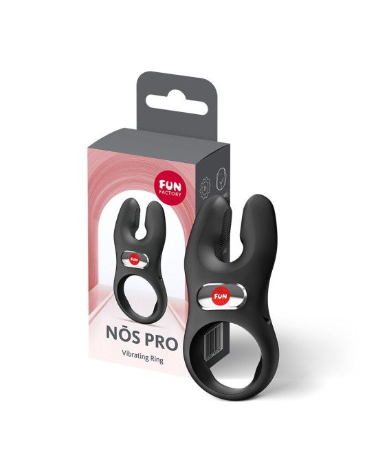 Ерекційне віброкільце з подвійною стимуляцією клітора Fun Factory NŌS PRO Black, 2 мотори Ерекційне віброкільце з подвійною стимуляцією клітора Fun Factory NŌS PRO Black, 2 мотори