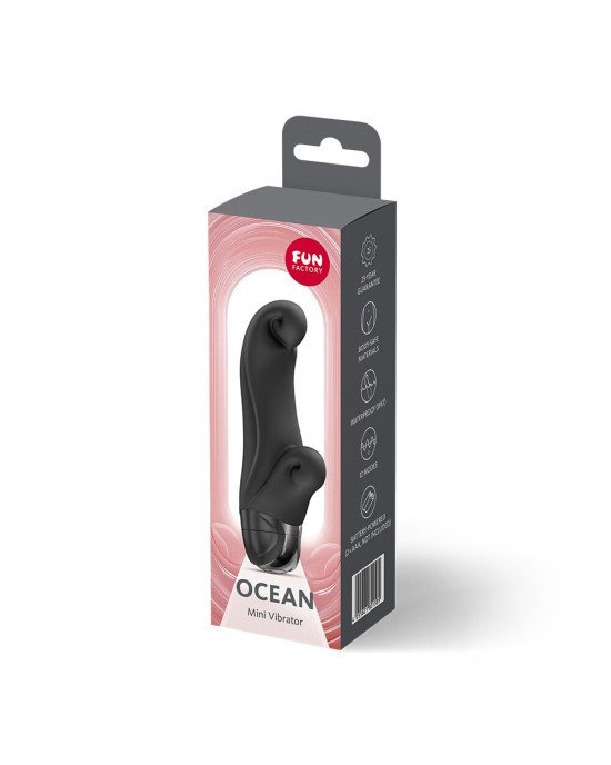 Вібратор-кролик Fun Factory OCEAN Black, для клітора та точки G, 6 режимів, на батарейках Вібратор-кролик Fun Factory OCEAN Black, для клітора та точки G, 6 режимів, на батарейках