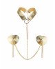 Пестис-сердечка з пензликами та чокером JSY Nipple Sticker RT236114 Golden