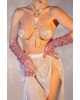 Пестис-сердечка з пензликами та чокером JSY Nipple Sticker AC8016 Gold