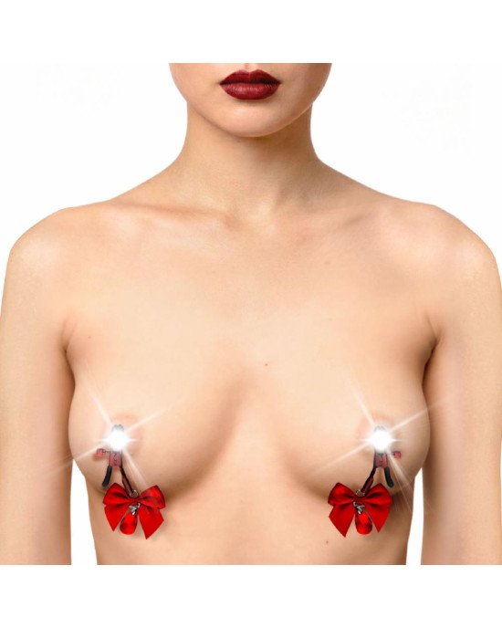 Затискачі для сосків з регулюванням Art of Sex - Flirty Bow, колір червоний
