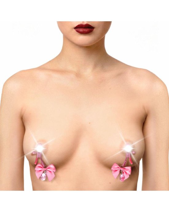 Затискачі для сосків з регулюванням Art of Sex - Flirty Bow, колір рожевий