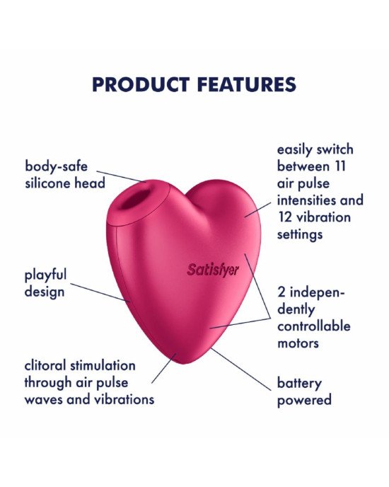 Вакуумний стимулятор-серце з вібрацією Satisfyer Cutie Heart Battery Series