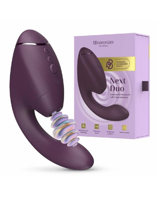 Подвійний вакуумний кліторальний стимулятор з вібрацією Womanizer Next Duo - Dark Purple Подвійний вакуумний кліторальний стимулятор з вібрацією Womanizer Next Duo - Dark Purple