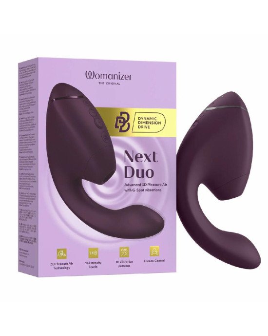 Подвійний вакуумний кліторальний стимулятор з вібрацією Womanizer Next Duo - Dark Purple Подвійний вакуумний кліторальний стимулятор з вібрацією Womanizer Next Duo - Dark Purple
