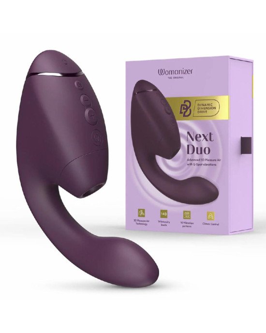 Подвійний вакуумний кліторальний стимулятор з вібрацією Womanizer Next Duo - Dark Purple Подвійний вакуумний кліторальний стимулятор з вібрацією Womanizer Next Duo - Dark Purple