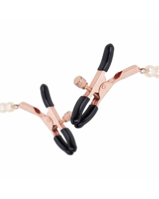 Затискачі для сосків з перлинним ланцюжком Rosy Gold - Nipple Clamps Pearls Затискачі для сосків з перлинним ланцюжком Rosy Gold - Nipple Clamps Pearls