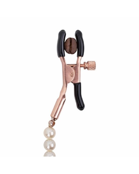 Затискачі для сосків з перлинним ланцюжком Rosy Gold - Nipple Clamps Pearls Затискачі для сосків з перлинним ланцюжком Rosy Gold - Nipple Clamps Pearls