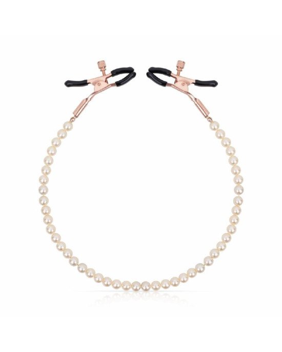 Затискачі для сосків з перлинним ланцюжком Rosy Gold - Nipple Clamps Pearls Затискачі для сосків з перлинним ланцюжком Rosy Gold - Nipple Clamps Pearls