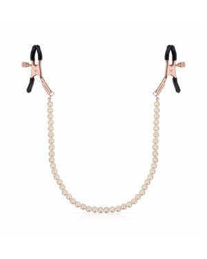 Затискачі для сосків з перлинним ланцюжком Rosy Gold - Nipple Clamps Pearls