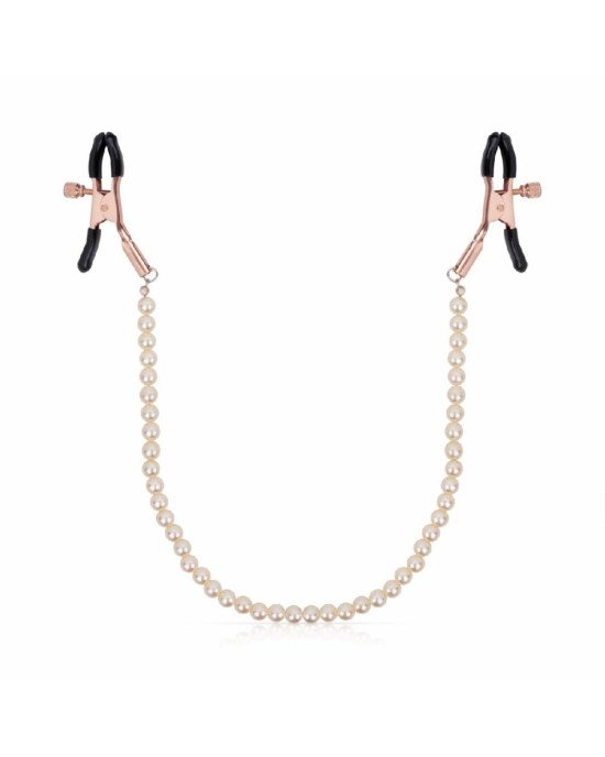 Затискачі для сосків з перлинним ланцюжком Rosy Gold - Nipple Clamps Pearls Затискачі для сосків з перлинним ланцюжком Rosy Gold - Nipple Clamps Pearls