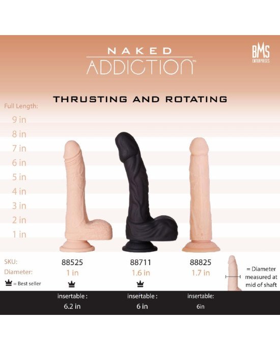 Фалоімітатор з ротацією та пульсацією Naked ADDICTION 8″ Rotating & Thrusting Dong - Vanilla Фалоімітатор з ротацією та пульсацією Naked ADDICTION 8″ Rotating & Thrusting Dong - Vanilla