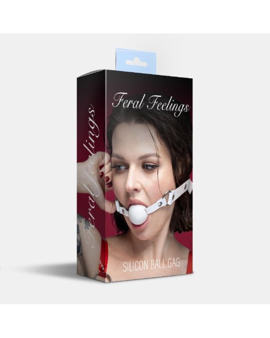 Кляп силіконовий Feral Feelings Silicon Ball Gag White/White, білий ремінець, біла кулька