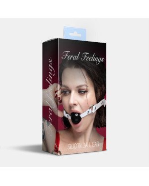 Кляп силіконовий Feral Feelings Silicon Ball Gag White/Black, білий ремінець, чорна кулька Кляп силіконовий Feral Feelings Silicon Ball Gag White/Black, білий ремінець, чорна кулька
