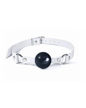 Кляп силіконовий Feral Feelings Silicon Ball Gag White/Black, білий ремінець, чорна кулька