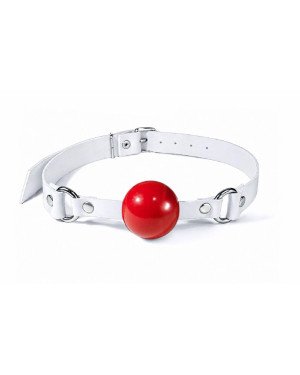 Кляп силіконовий Feral Feelings Silicon Ball Gag White/Red, білий ремінець, червона кулька