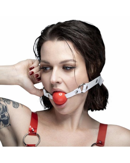 Кляп силіконовий Feral Feelings Silicon Ball Gag White/Red, білий ремінець, червона кулька Кляп силіконовий Feral Feelings Silicon Ball Gag White/Red, білий ремінець, червона кулька