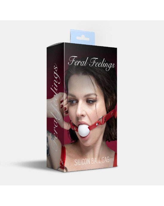 Кляп силіконовий Feral Feelings Silicon Ball Gag Red/White, червоний ремінець, біла кулька Кляп силіконовий Feral Feelings Silicon Ball Gag Red/White, червоний ремінець, біла кулька