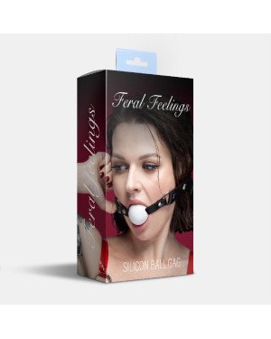 Кляп силіконовий Feral Feelings Silicon Ball Gag Black/White, чорний ремінець, біла кулька Кляп силіконовий Feral Feelings Silicon Ball Gag Black/White, чорний ремінець, біла кулька