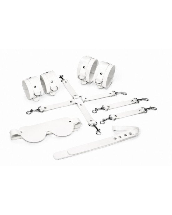 Набір Feral Feelings BDSM Kit 5 White, наручники, поножі, хрестовина, маска, падл Набір Feral Feelings BDSM Kit 5 White, наручники, поножі, хрестовина, маска, падл