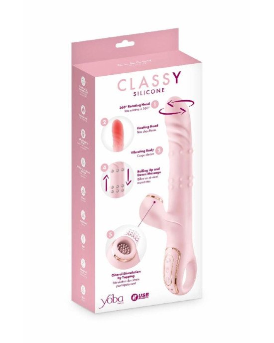 Вібратор-кролик 5в1 Yoba Classy, вібрація, ротація, пульсація, перлинний масаж, нагрівання Вібратор-кролик 5в1 Yoba Classy, вібрація, ротація, пульсація, перлинний масаж, нагрівання