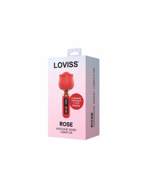 Вібромасажер Loviss Rose Mini Massage Wand Vibrator, головка у вигляді троянди, 9 режимів Вібромасажер Loviss Rose Mini Massage Wand Vibrator, головка у вигляді троянди, 9 режимів